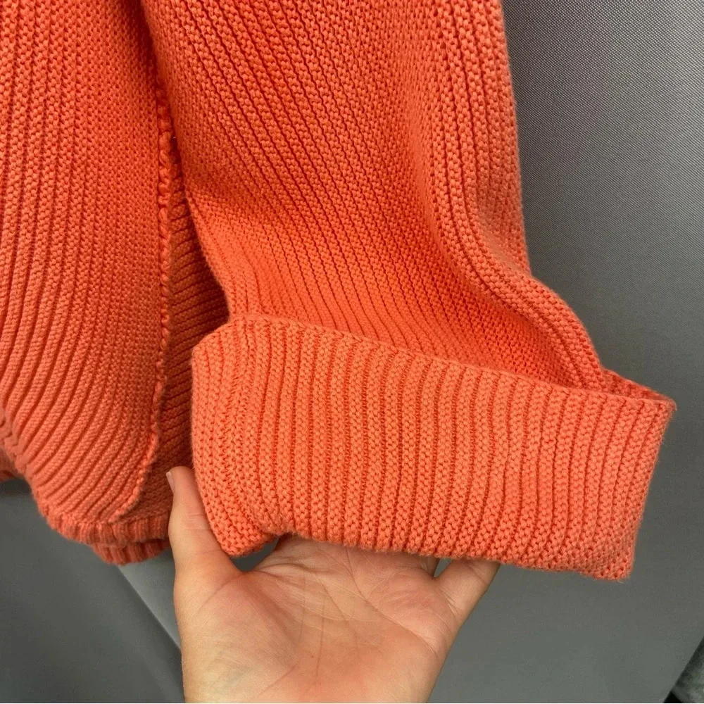 FREE PEOPLE La Brea Oversized Heavy Knit V-Neck Ribbed Sweater in Coral Small - Picture 7 of 10